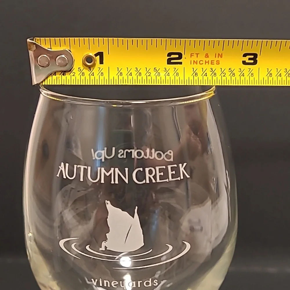 Pair of Autumn Creek Vineyards, Bottoms Up Wine Glasses